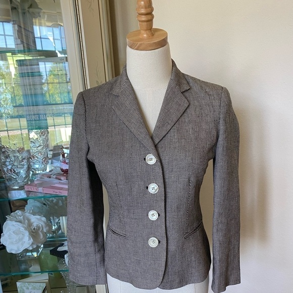 Lauren Ralph Lauren Black Tweed Blazer 4 Button Size 2P - Picture 1 of 6